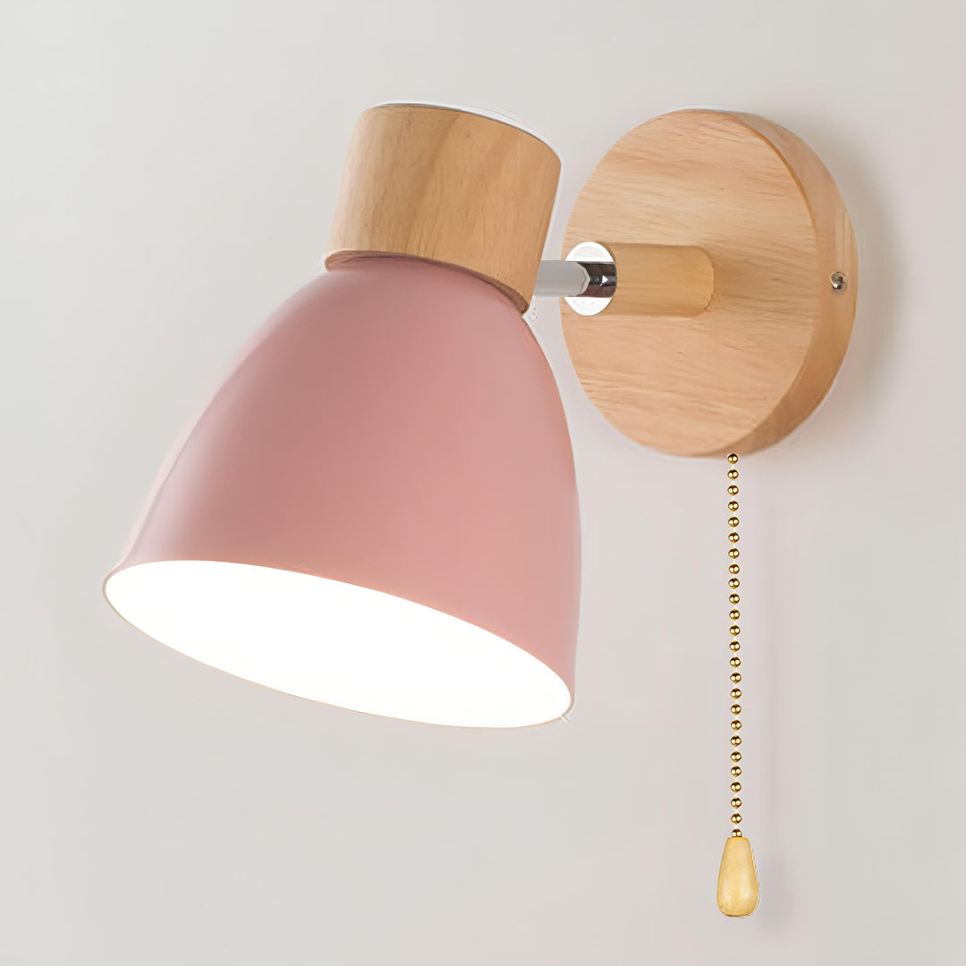 Contemporary Scandinavian wall light with an elegant design and practical pull chain switch for easy operation.
