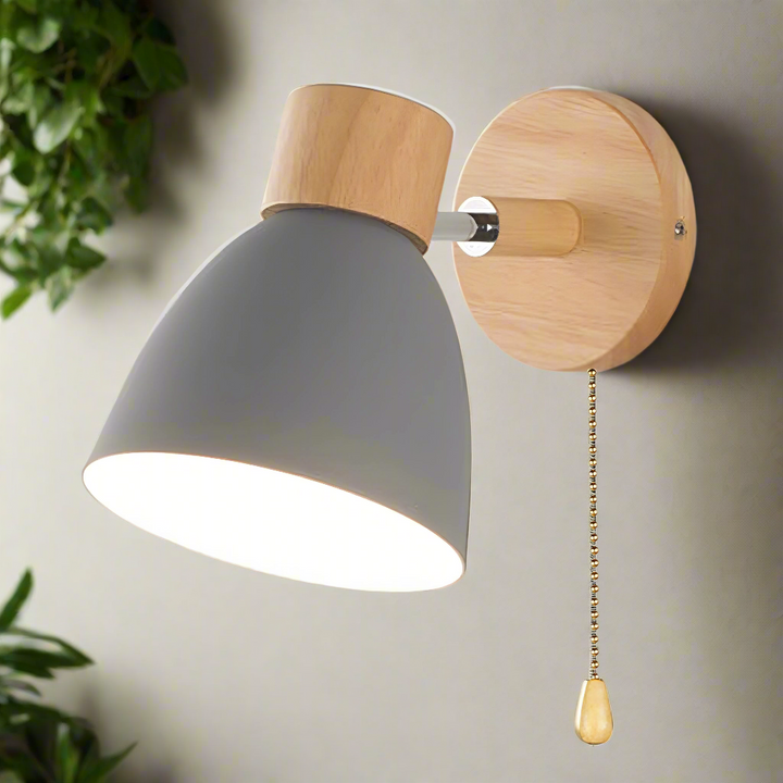 Nordic style wall lamp with a modern minimalist aesthetic and a convenient pull switch, great for any room.