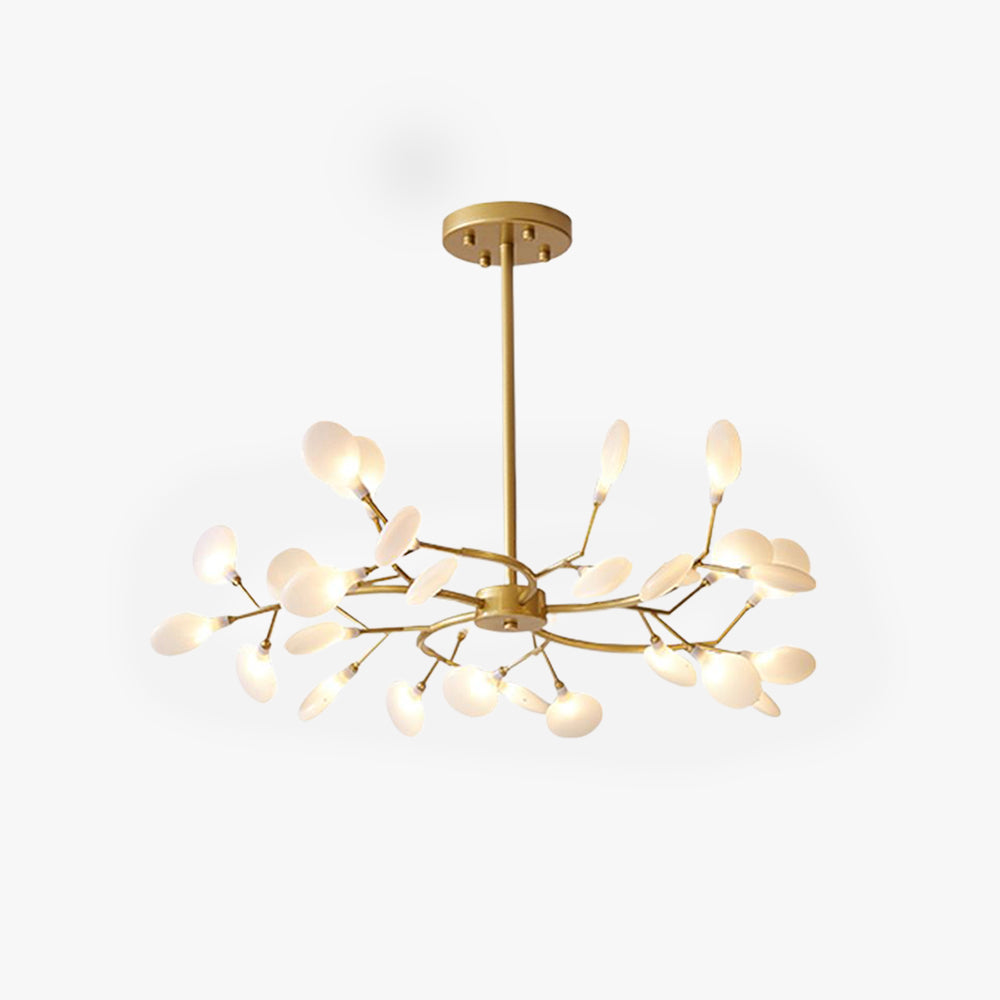 Modern sculptural gold branch chandelier, LED ceiling light for elegant home decor & contemporary lighting.