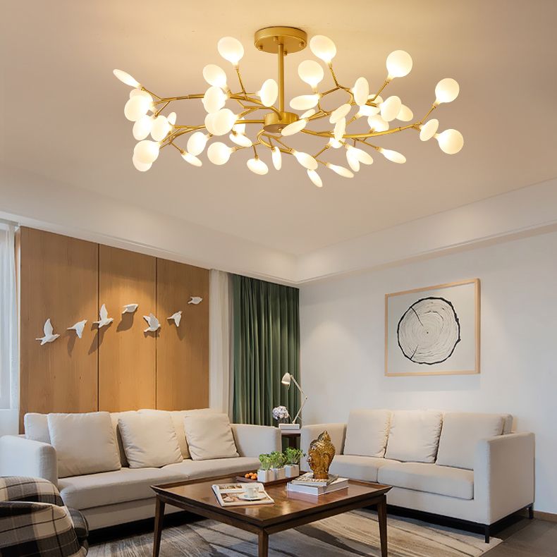 Geometric black branch chandelier, modern LED ceiling light, stylish interior design lighting solution.