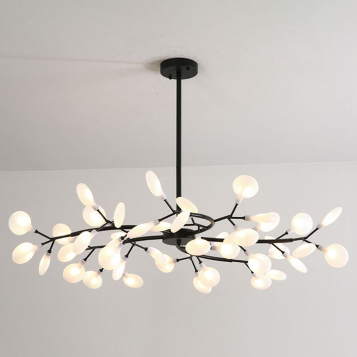 Artistic black branch chandelier, modern LED ceiling light, unique home decor lighting for contemporary homes.