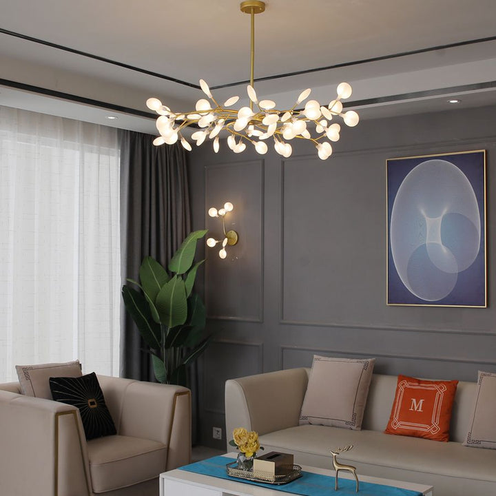 Sleek black branch chandelier, LED modern lighting, contemporary ceiling fixture for stylish home decor.