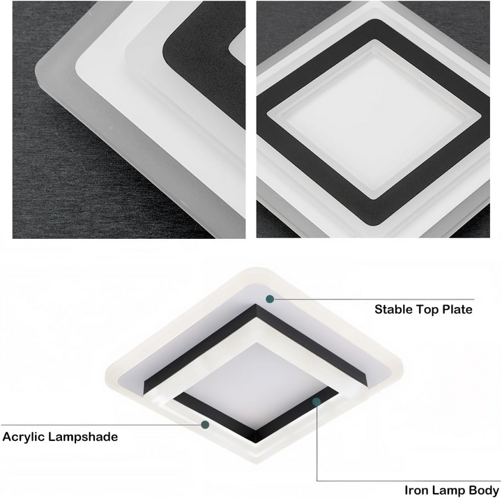 Modern square LED ceiling light for hallways & rooms. Bright & energy-efficient interior lighting.