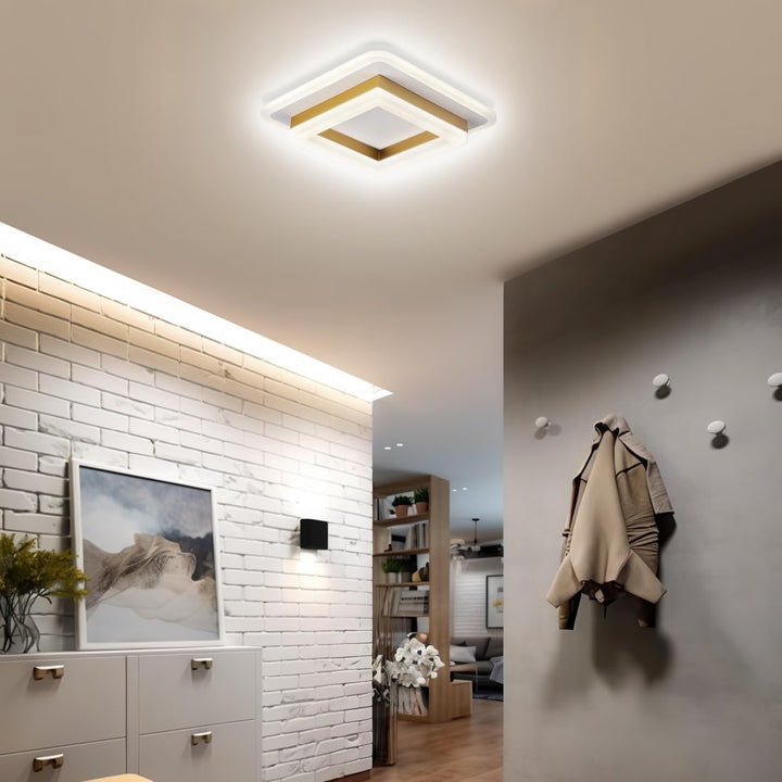 Contemporary square LED ceiling light, ideal for stylish home decor and hallway illumination.