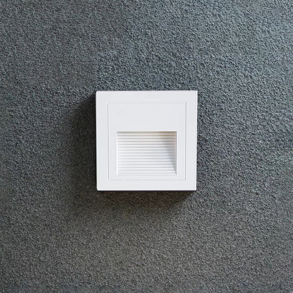 Outdoor step light with motion sensor, modern square design for deck & path.