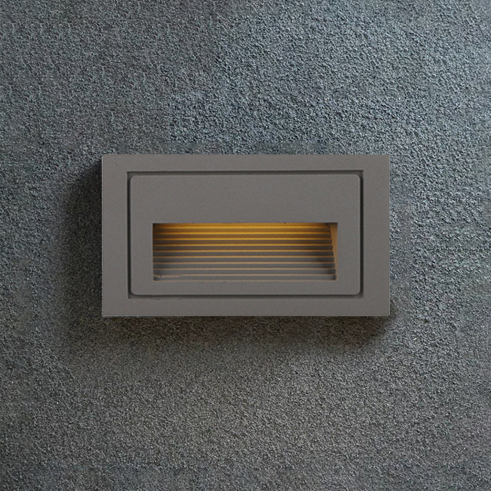 Modern exterior square step light, bright LED for deck & courtyard illumination.