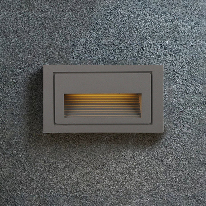 Modern exterior square step light, bright LED for deck & courtyard illumination.