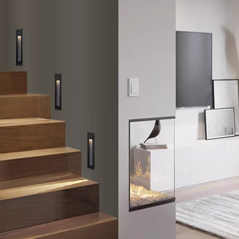 Contemporary square step light, providing bright LED deck & path illumination.