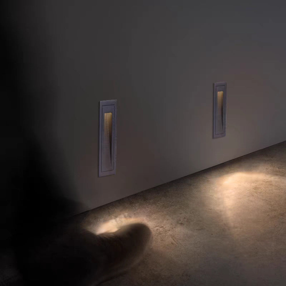Hardwired square deck light for steps, offering modern outdoor security lighting.