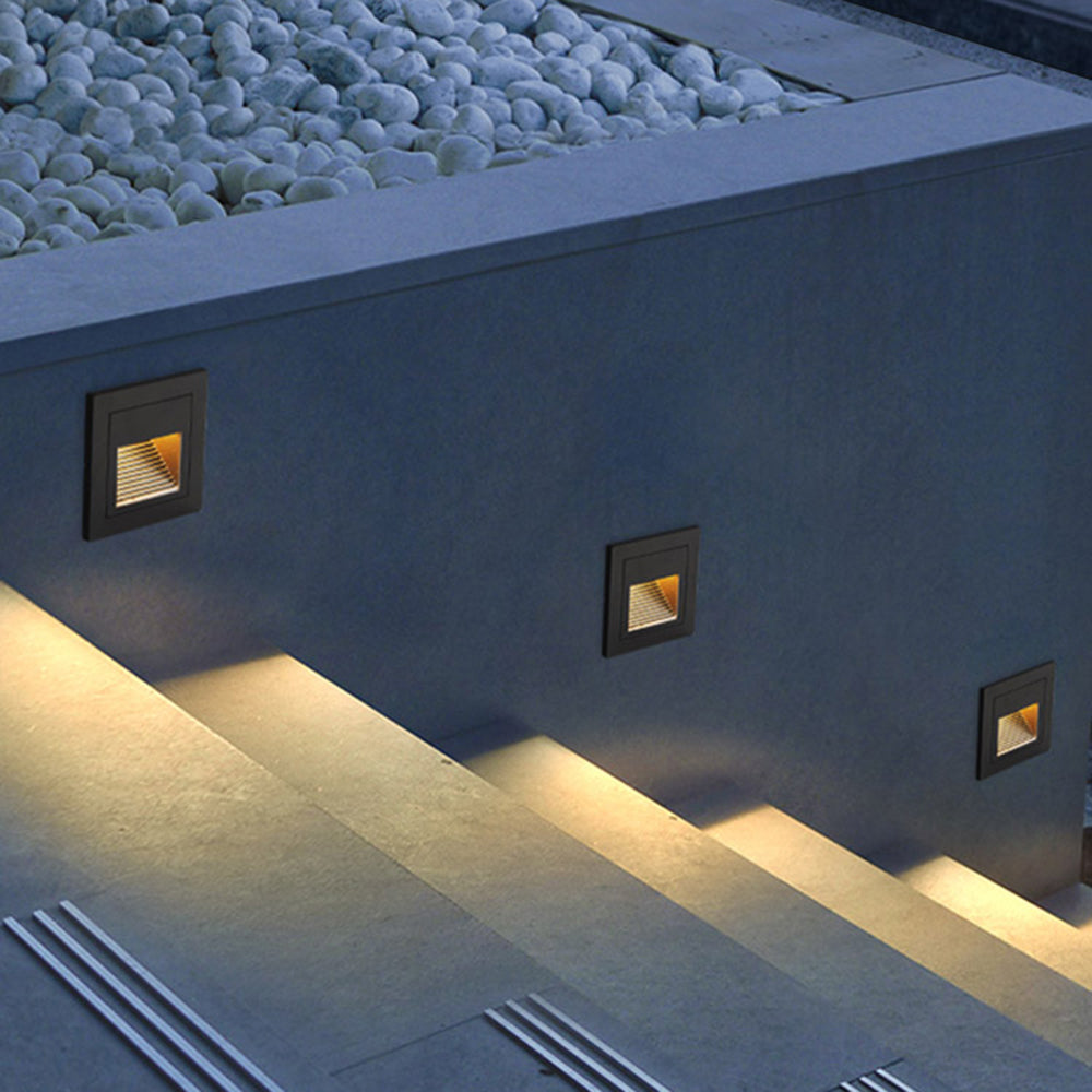 Modern square LED path light, perfect for illuminating garden & exterior steps.