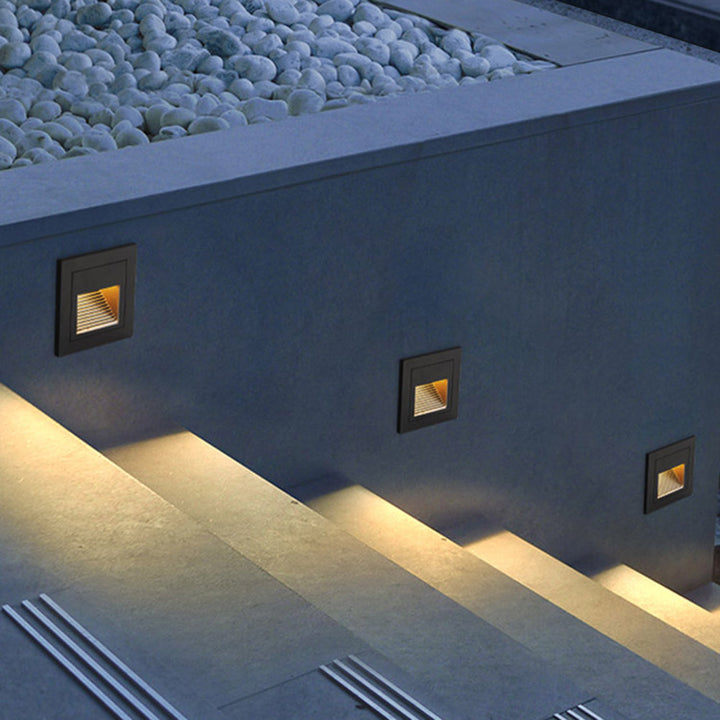 Modern square LED path light, perfect for illuminating garden & exterior steps.