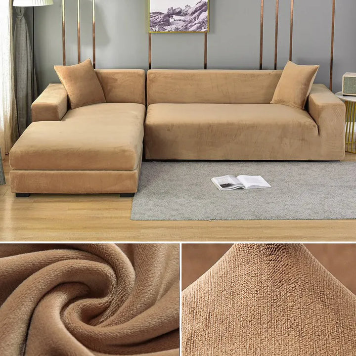 Contemporary sofa slipcover, stretchable fabric, stain resistant & easy to wash.