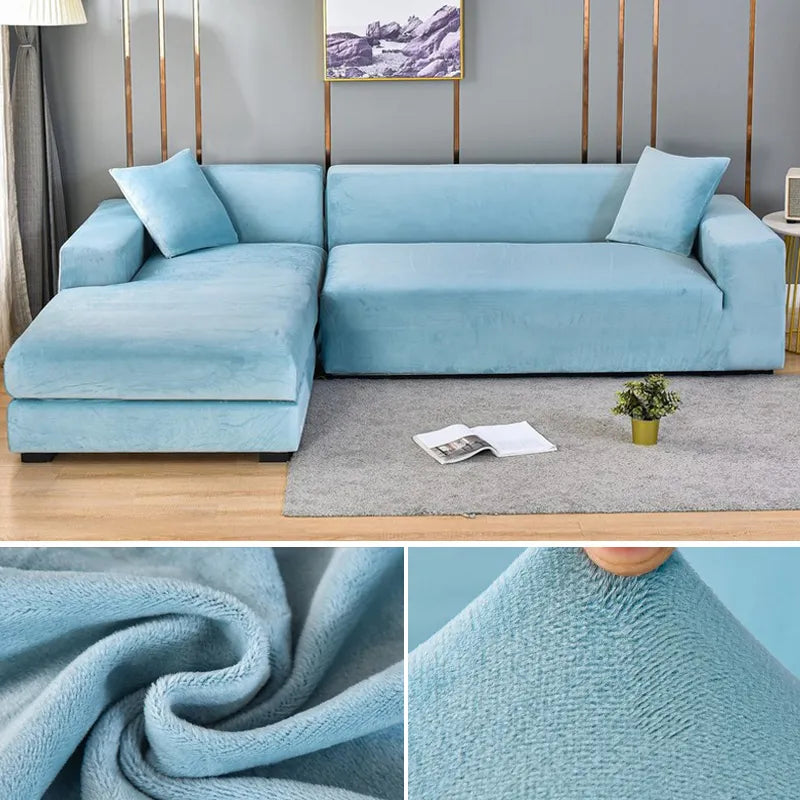Sleek modern sofa cover, stretchable fabric, pet friendly, and provides ultimate protection.