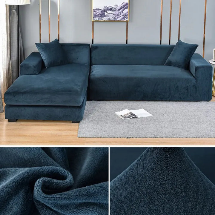 Grey modern sofa cover, stretch fit, washable & wrinkle-free, perfect for home improvement.