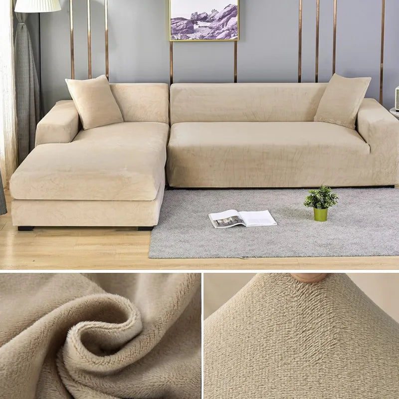 Elastic sofa protector, modern design, washable & wrinkle-free, easy home decor update.