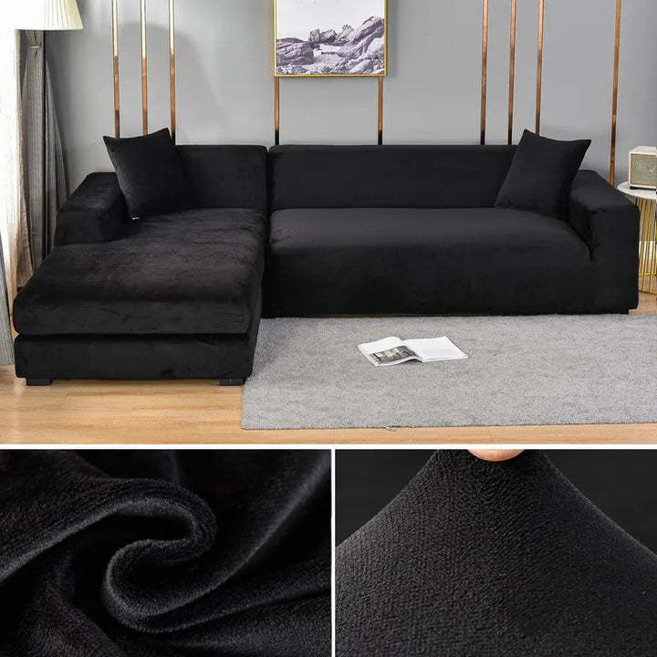 Washable stretch fit slipcover for sofa, pet-friendly & stain resistant, modern living room.