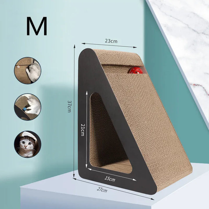Interactive modern cat scratching board with tilt design for enrichment & furniture protection.