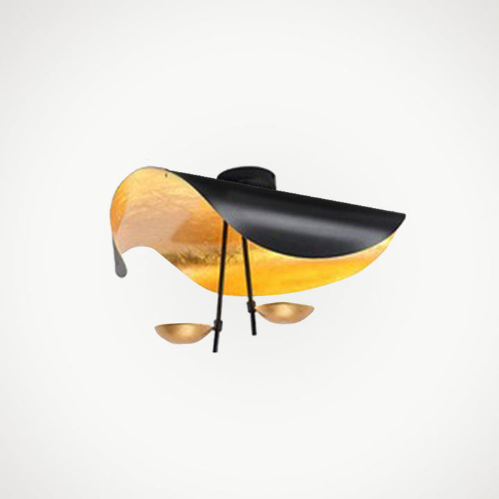 Gold accent Vellburn leaf light, modern ceiling pendant, sophisticated living decor.