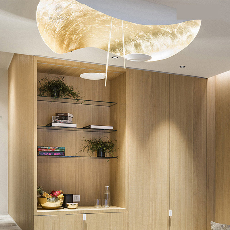 Modern Vellburn leaf ceiling light, white sculptural fixture, elegant home decor accent.