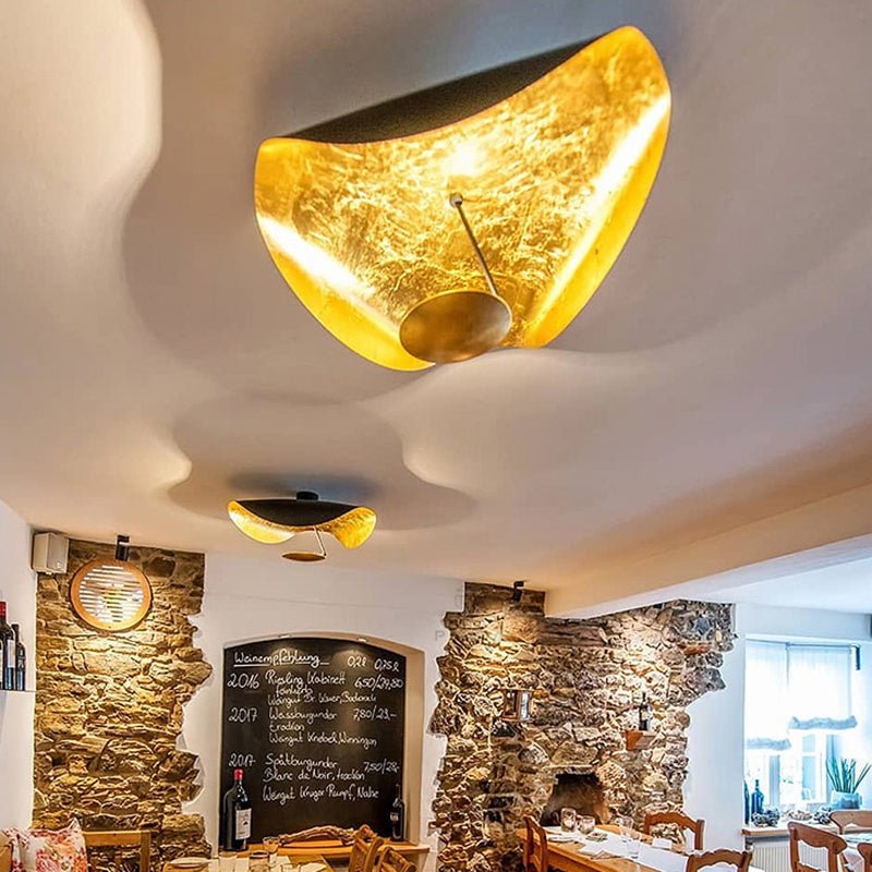 Vellburn gold accent pendant light, modern leaf design ceiling fixture for contemporary decor.