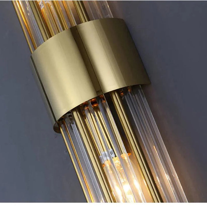 Veloria crystal wall light, modern LED fixture for elegant interior design, bedroom & hallway lighting.