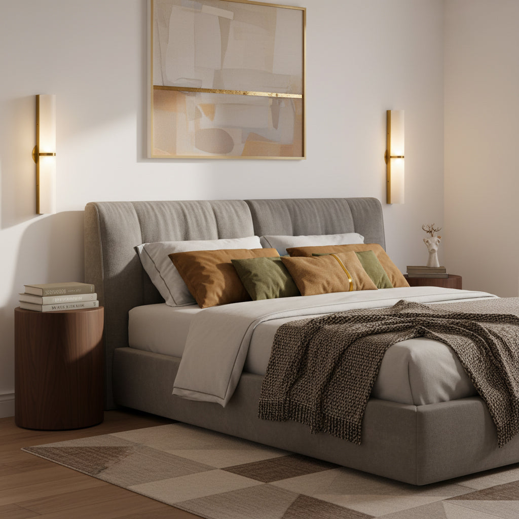 Contemporary vertical dimmable LED wall lamp for modern hallways.