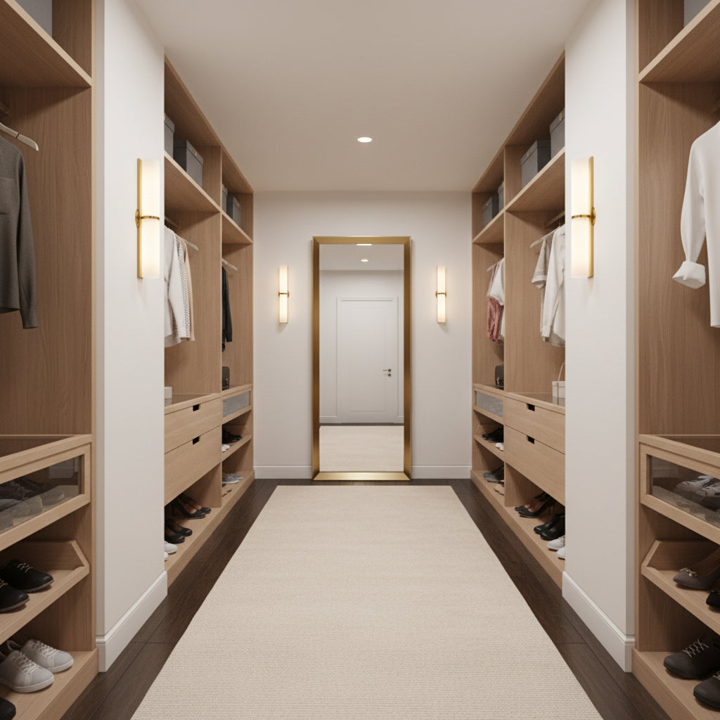 Modern vertical LED bedroom wall lamp, dimmable for soft light.
