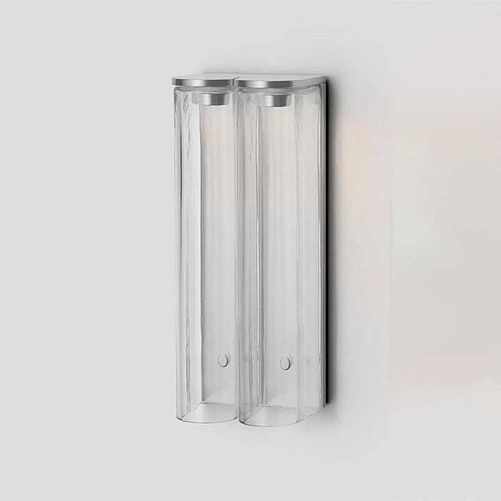 Integrated LED vertical wall light, dimmable, for a cozy ambiance.