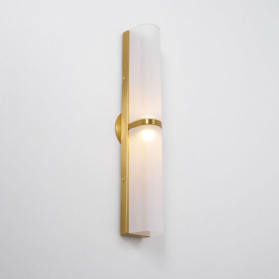Modern vertical LED hallway lamp, dimmable, creating inviting spaces.