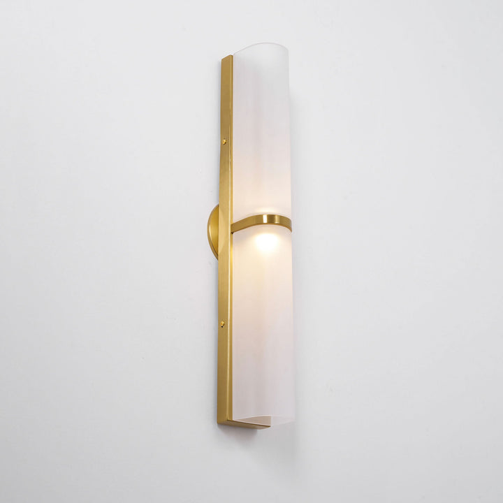 Modern vertical LED hallway lamp, dimmable, creating inviting spaces.