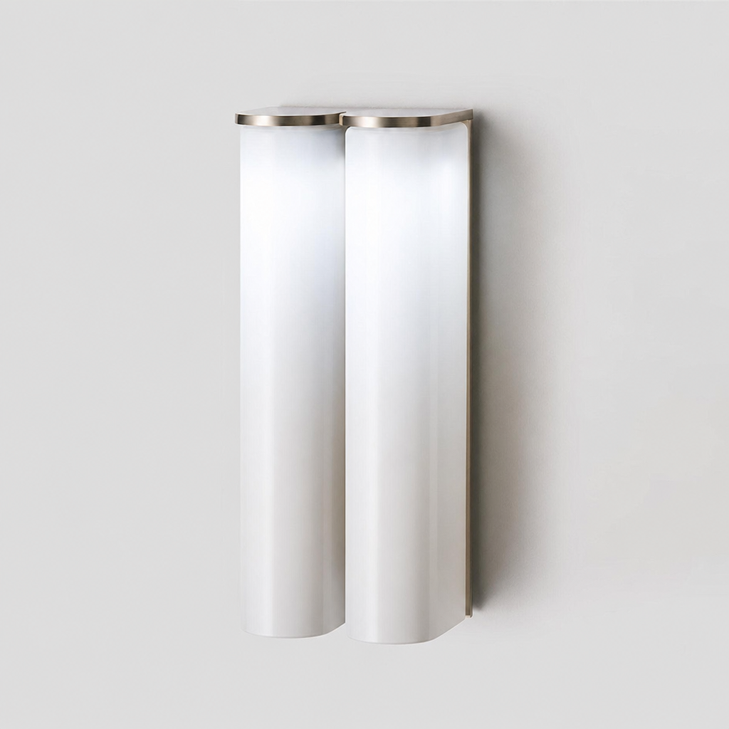 Sleek dimmable vertical LED wall sconce, modern, for upscale interiors.