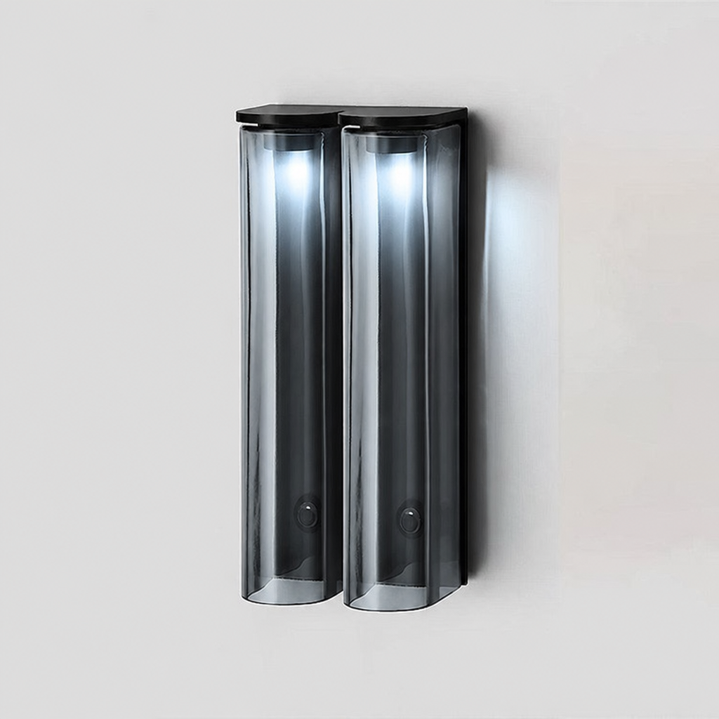 Vertical modern LED wall lamp, dimmable, for customizable brightness.