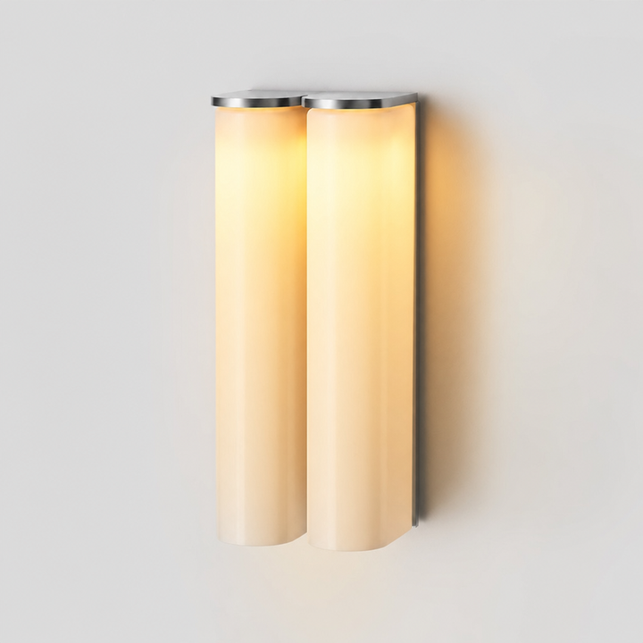 Modern vertical LED bathroom light, dimmable, for a clean aesthetic.