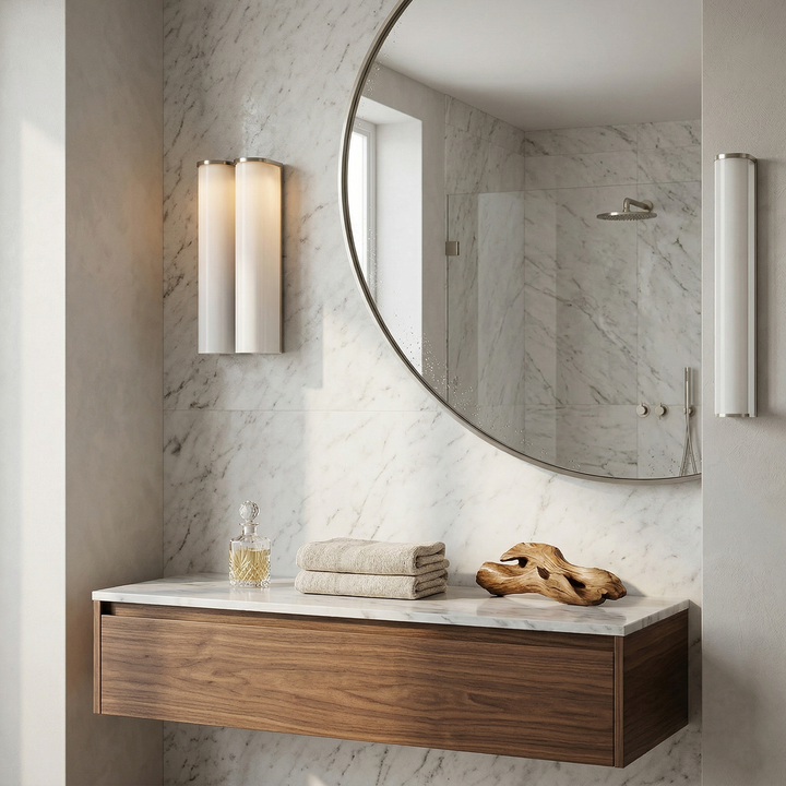 Accent vertical LED wall lamp, dimmable, for modern interior decor.