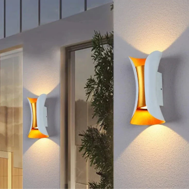 Waterproof LED wall light for gardens, contemporary design ensures stylish and bright outdoor illumination.