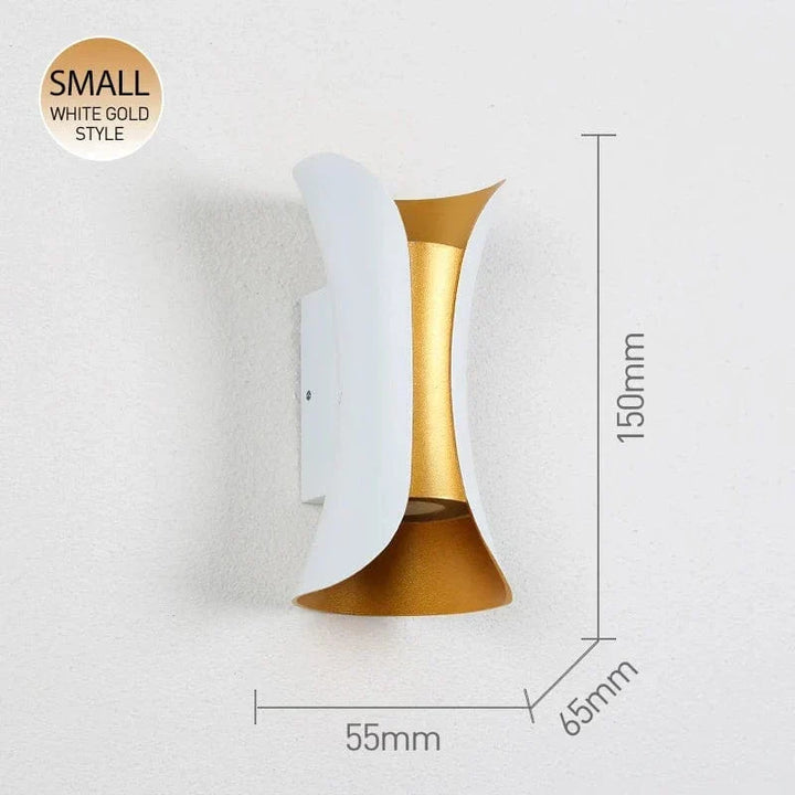 Energy-efficient modern LED wall lamp, suitable for indoor bathrooms or outdoor entryways.