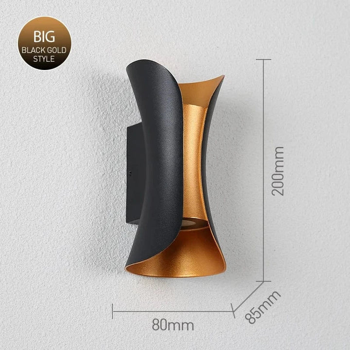 Contemporary LED wall light with warm white glow, perfect for modern indoor and outdoor aesthetics.