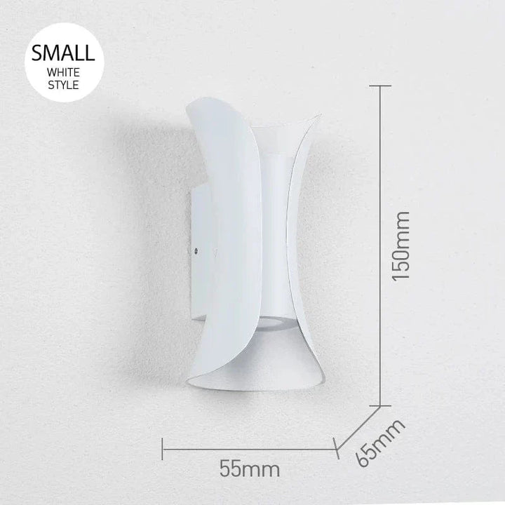 Indoor modern LED wall sconce, providing warm white ambient light for hallways and living rooms.