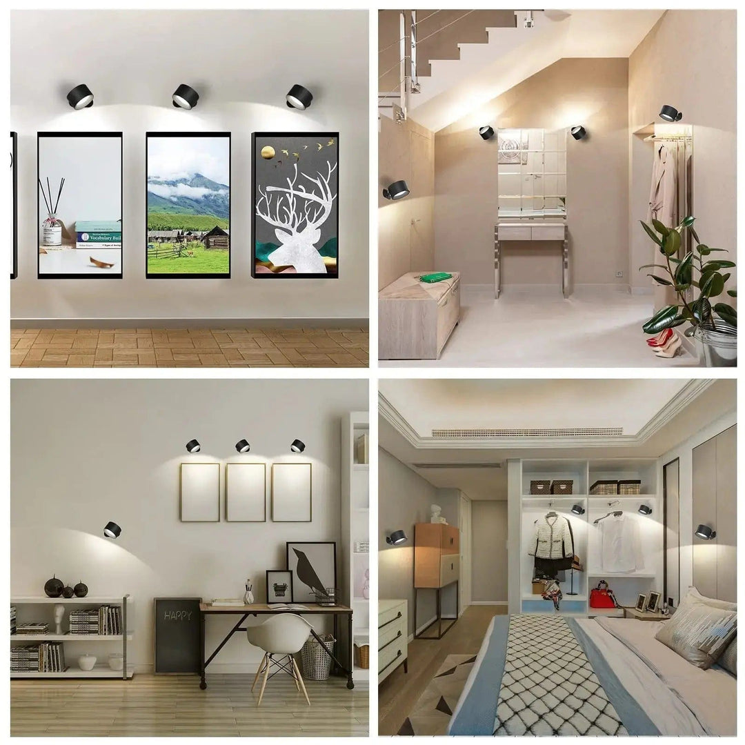Cordless rechargeable LED lamp, wall-mounted, providing focused or ambient modern light.