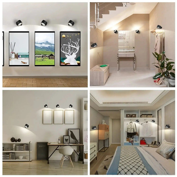Cordless rechargeable LED lamp, wall-mounted, providing focused or ambient modern light.