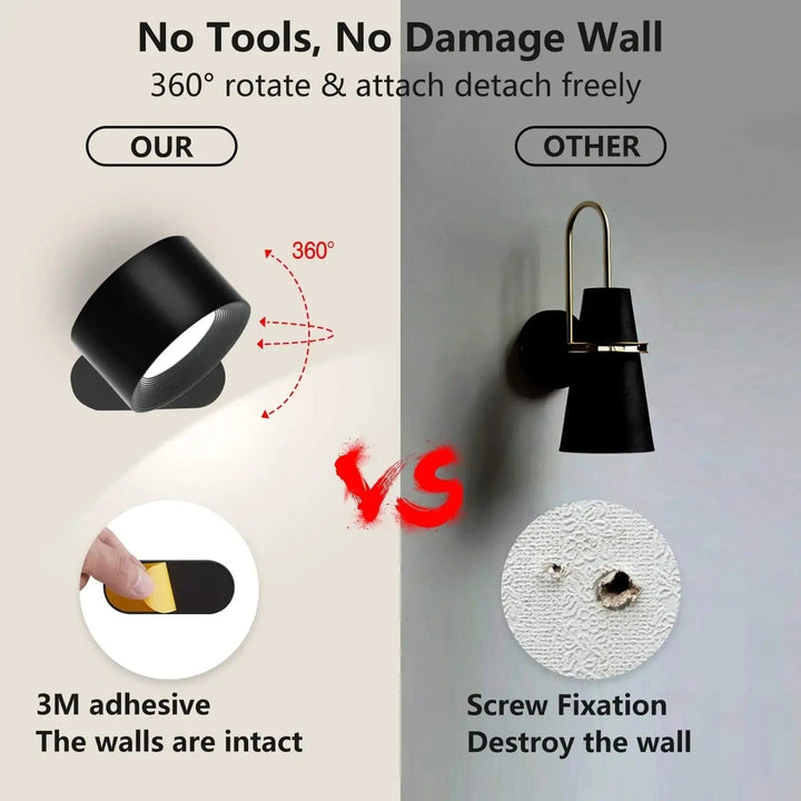 Versatile wireless LED wall sconce, rechargeable, perfect for illuminating any modern space.