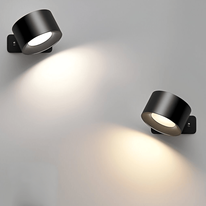 Adjustable LED wall light, rechargeable & wireless, ideal for bedroom reading or accent.