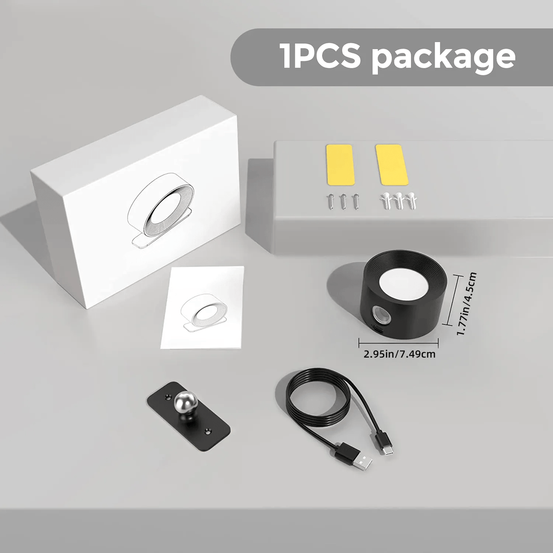 Magnetic adjustable wall lamp, wireless & dimmable, providing convenient modern lighting.