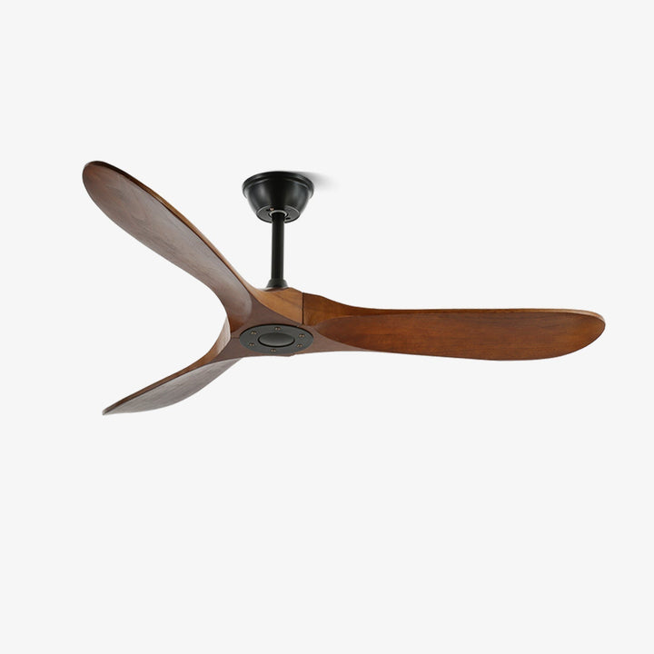 Quiet natural wood ceiling fan, adjustable speed with remote control, perfect for modern decor.