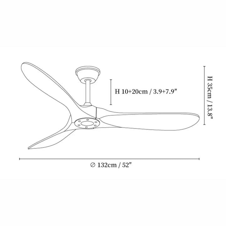 Sleek modern wooden ceiling fan with remote control, ideal for contemporary living spaces.