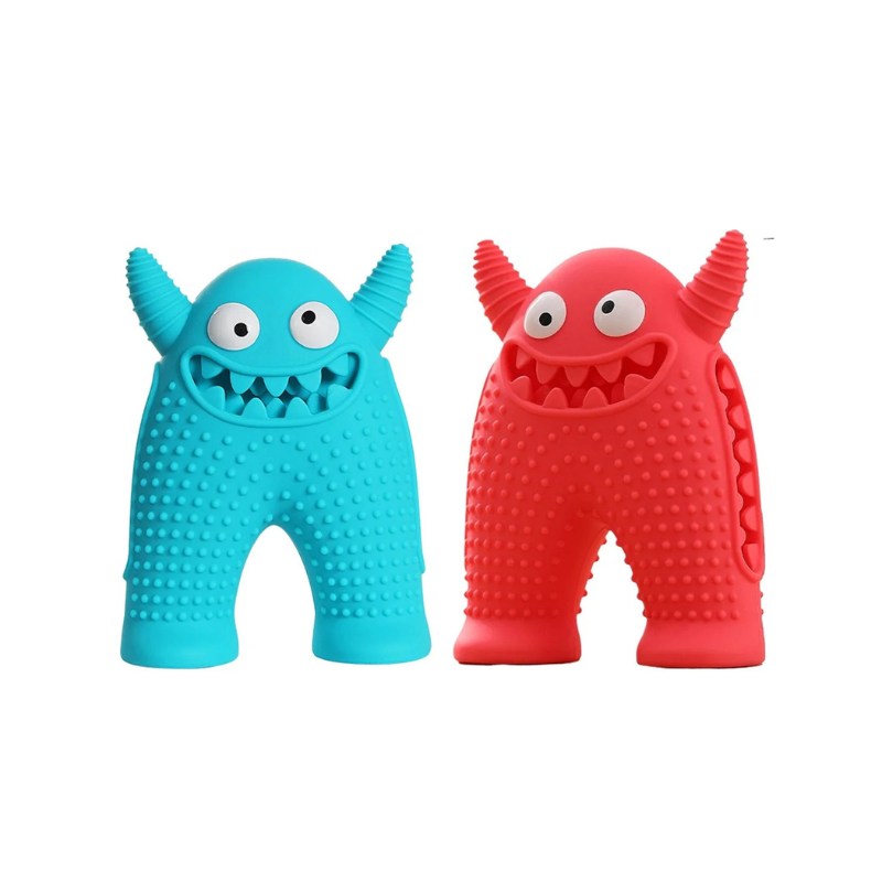 Interactive MonsterChew dog toy, a durable solution for aggressive chewers, made from safe silicone.