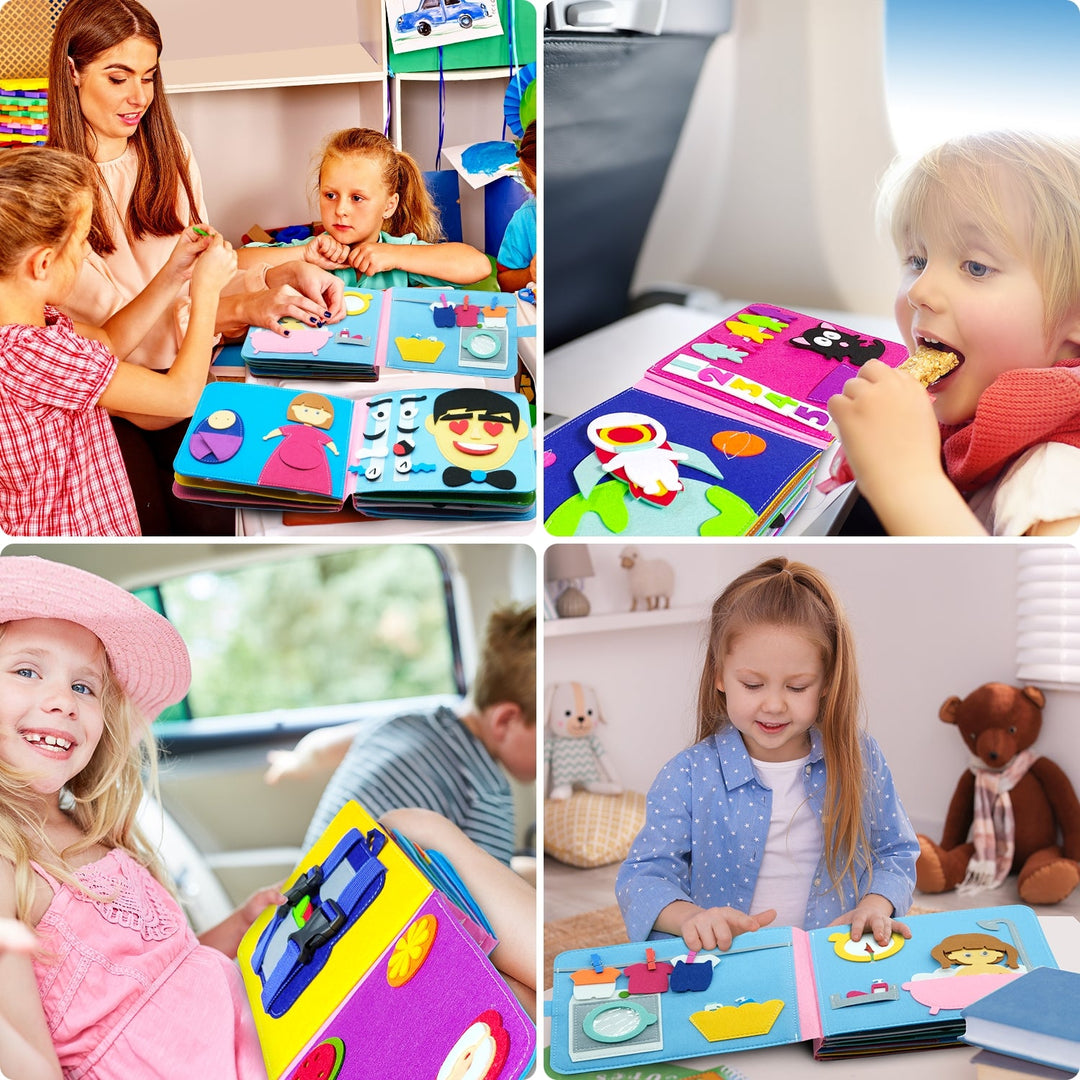 Engaging sensory toy: soft cloth book for babies to explore textures and develop fine motor skills.