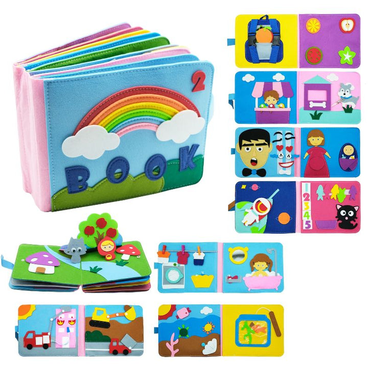Durable and safe Montessori baby book, promoting sensory exploration and learning through play.