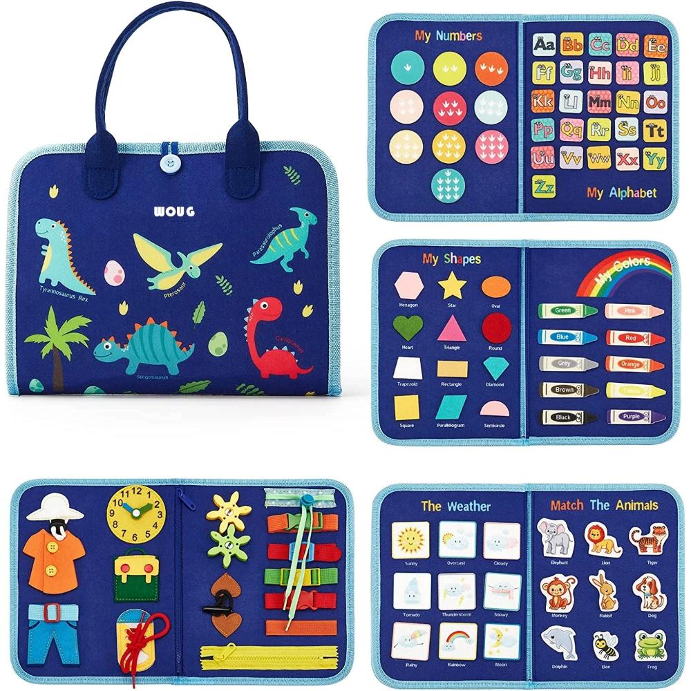 Engaging preschool learning activity board, a fun screen-free educational toy for toddlers.