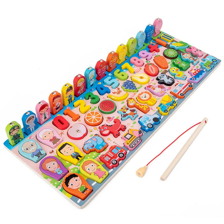 Montessori wooden digital matching puzzle for toddlers, fostering early learning skills.